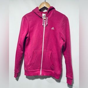 Adidas women’s hot pink hoodie zip up sweatshirt size small
